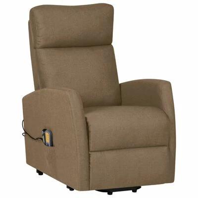 VidaXL Fauteuil de massage inclinable Taupe Tissu 2 VidaXL Fauteuil de massage inclinable Taupe Tissu – Image 2