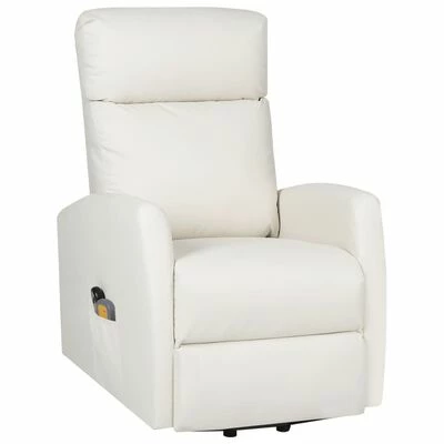 VidaXL Fauteuil inclinable de massage Crème Similicuir 2 VidaXL Fauteuil inclinable de massage Crème Similicuir – Image 2