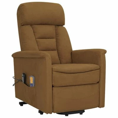 VidaXL Fauteuil inclinable de massage Taupe Tissu microfibre 2 VidaXL Fauteuil inclinable de massage Taupe Tissu microfibre – Image 2