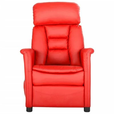 VidaXL Fauteuil de massage inclinable Rouge Similicuir 2 VidaXL Fauteuil de massage inclinable Rouge Similicuir – Image 2