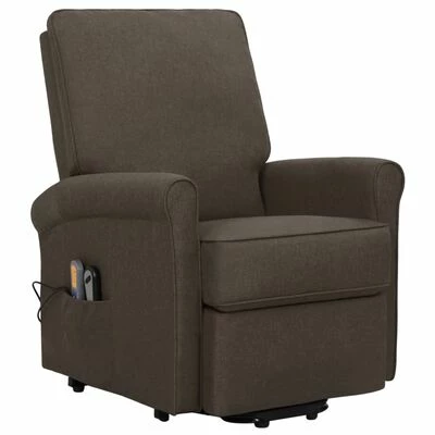 VidaXL Fauteuil de massage inclinable Marron foncé Tissu 2 VidaXL Fauteuil de massage inclinable Marron foncé Tissu – Image 2