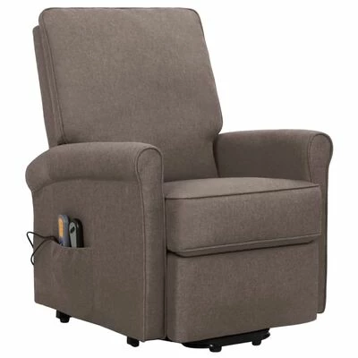 VidaXL Fauteuil de massage inclinable Taupe Tissu 2 VidaXL Fauteuil de massage inclinable Taupe Tissu – Image 2