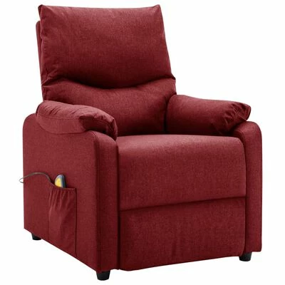 VidaXL Fauteuil de massage inclinable Rouge bordeaux Tissu 1 VidaXL Fauteuil de massage inclinable Rouge bordeaux Tissu