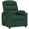 VidaXL Fauteuil de massage inclinable Vert foncé Tissu