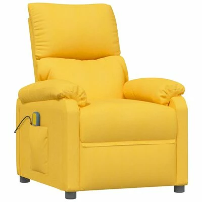 VidaXL Fauteuil de massage inclinable Jaune Tissu 1 VidaXL Fauteuil de massage inclinable Jaune Tissu