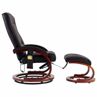 VidaXL Fauteuil de massage avec repose-pieds Marron Similicuir 3 VidaXL Fauteuil de massage avec repose-pieds Marron Similicuir – Image 3
