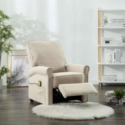 VidaXL Fauteuil de massage Crème Tissu -Fauteuils électriques Soldes image 3 248669