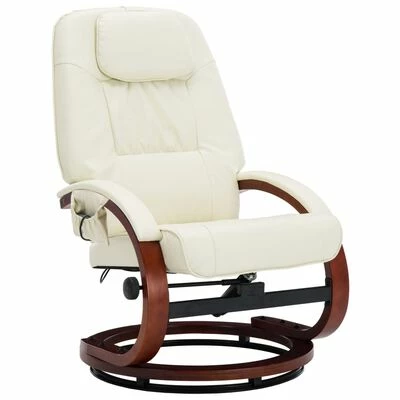 VidaXL Fauteuil de massage avec repose-pied Blanc cassé Similicuir 3 VidaXL Fauteuil de massage avec repose-pied Blanc cassé Similicuir – Image 3