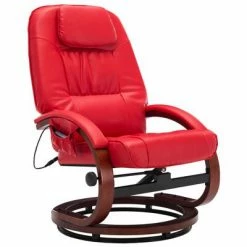 VidaXL Fauteuil de massage avec repose-pied Rouge Similicuir -Fauteuils électriques Soldes image 3 248712