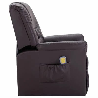 VidaXL Fauteuil inclinable de massage Marron Similicuir 3 VidaXL Fauteuil inclinable de massage Marron Similicuir – Image 3