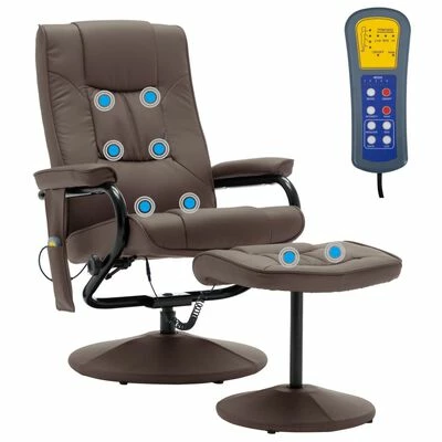 VidaXL Fauteuil de massage avec repose-pied Marron Similicuir 3 VidaXL Fauteuil de massage avec repose-pied Marron Similicuir – Image 3