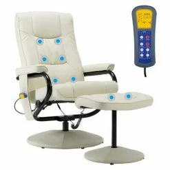VidaXL Fauteuil de massage avec repose-pied Crème Similicuir -Fauteuils électriques Soldes image 3 249305