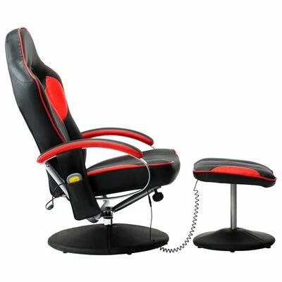 VidaXL Fauteuil de massage avec repose-pied Rouge Similicuir 3 VidaXL Fauteuil de massage avec repose-pied Rouge Similicuir – Image 3