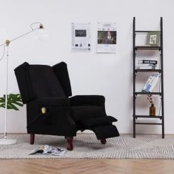 VidaXL Fauteuil inclinable de massage Noir Tissu -Fauteuils électriques Soldes image 3 282213