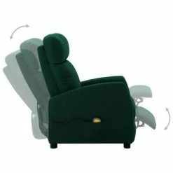 VidaXL Fauteuil de massage inclinable Vert foncé Tissu 8 VidaXL Fauteuil de massage inclinable Vert foncé Tissu -Fauteuils électriques Soldes image 3 289712