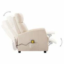 VidaXL Fauteuil de massage inclinable Crème Tissu -Fauteuils électriques Soldes image 3 289715