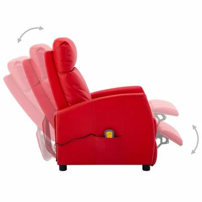 VidaXL Fauteuil de massage inclinable Rouge Similicuir 3 VidaXL Fauteuil de massage inclinable Rouge Similicuir – Image 3