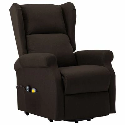 VidaXL Fauteuil de massage inclinable Marron foncé Tissu 3 VidaXL Fauteuil de massage inclinable Marron foncé Tissu – Image 3