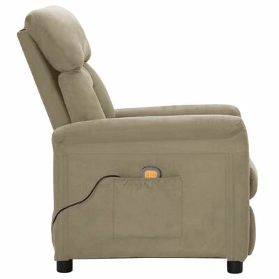 VidaXL Fauteuil inclinable de massage Gris clair Similicuir daim 3 VidaXL Fauteuil inclinable de massage Gris clair Similicuir daim – Image 3