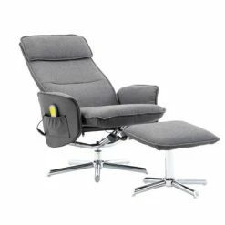 VidaXL Fauteuil de massage avec repose-pied Gris clair et noir Tissu -Fauteuils électriques Soldes image 3 289852