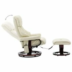 VidaXL Fauteuil de massage inclinable Crème Similicuir et bois courbé -Fauteuils électriques Soldes image 3 289866