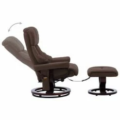 VidaXL Fauteuil de massage inclinable Marron Similicuir et bois courbé -Fauteuils électriques Soldes image 3 289867