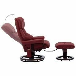 VidaXL Fauteuil de massage inclinable Bordeaux Similicuir bois courbé -Fauteuils électriques Soldes image 3 289869
