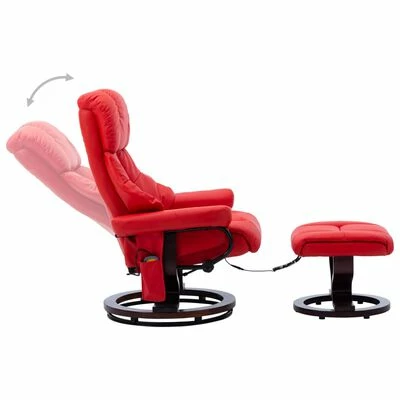 VidaXL Fauteuil de massage inclinable Rouge Similicuir et bois courbé 3 VidaXL Fauteuil de massage inclinable Rouge Similicuir et bois courbé – Image 3