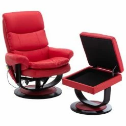 VidaXL Fauteuil de massage inclinable Rouge Similicuir et bois courbé -Fauteuils électriques Soldes image 3 289898
