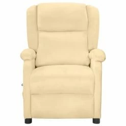 VidaXL Fauteuil de massage inclinable électrique Crème Velours -Fauteuils électriques Soldes image 3 3098413