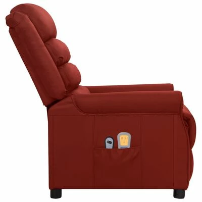 VidaXL Fauteuil inclinable électrique de massage Bordeaux Similicuir 3 VidaXL Fauteuil inclinable électrique de massage Bordeaux Similicuir – Image 3