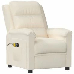 VidaXL Fauteuil électrique de massage Crème Velours -Fauteuils électriques Soldes image 3 3099021