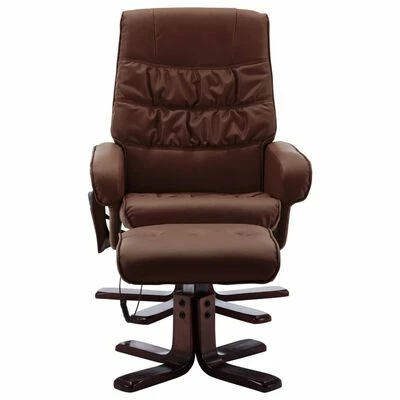 VidaXL Fauteuil de massage inclinable et repose-pied Marron Similicuir 3 VidaXL Fauteuil de massage inclinable et repose-pied Marron Similicuir – Image 3