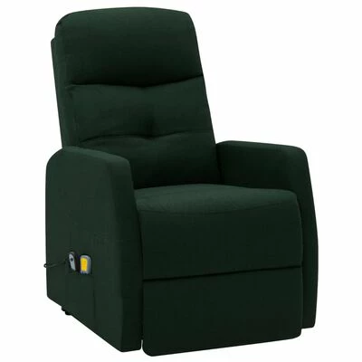 VidaXL Fauteuil inclinable de massage Vert foncé Tissu 3 VidaXL Fauteuil inclinable de massage Vert foncé Tissu – Image 3