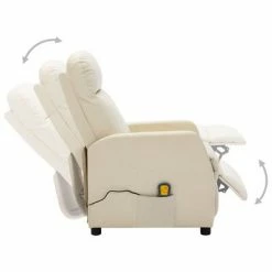 VidaXL Fauteuil de massage inclinable Blanc crème Similicuir -Fauteuils électriques Soldes image 3 321360