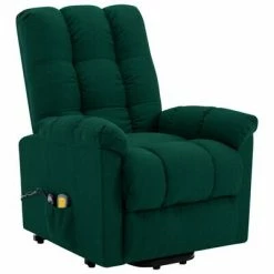 VidaXL Fauteuil inclinable de massage Vert foncé Tissu -Fauteuils électriques Soldes image 3 321396