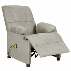 VidaXL Fauteuil de massage inclinable Gris clair Similicuir daim -Fauteuils électriques Soldes image 3 324054