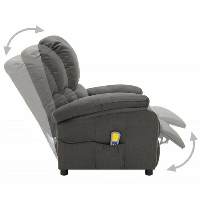 VidaXL Fauteuil de massage inclinable Gris foncé Tissu 3 VidaXL Fauteuil de massage inclinable Gris foncé Tissu – Image 3