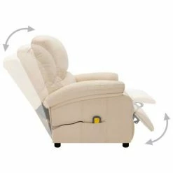 VidaXL Fauteuil de massage inclinable Crème Tissu -Fauteuils électriques Soldes image 3 324088