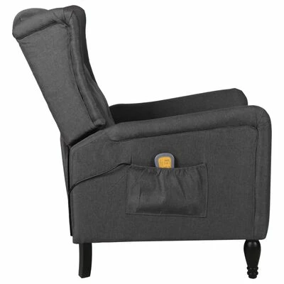VidaXL Fauteuil de massage inclinable Gris foncé Tissu 3 VidaXL Fauteuil de massage inclinable Gris foncé Tissu – Image 3
