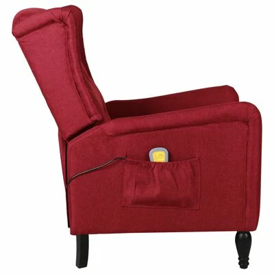 VidaXL Fauteuil de massage inclinable Rouge bordeaux Tissu 3 VidaXL Fauteuil de massage inclinable Rouge bordeaux Tissu – Image 3