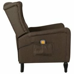 VidaXL Fauteuil de massage inclinable Marron foncé Tissu -Fauteuils électriques Soldes image 3 329335