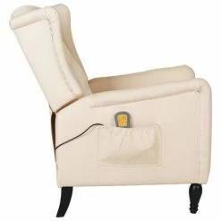 VidaXL Fauteuil de massage inclinable Crème Tissu -Fauteuils électriques Soldes image 3 329339