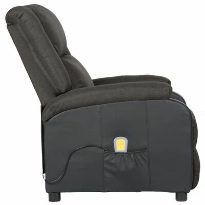 VidaXL Fauteuil de massage inclinable Gris foncé Similicuir et tissu 3 VidaXL Fauteuil de massage inclinable Gris foncé Similicuir et tissu – Image 3