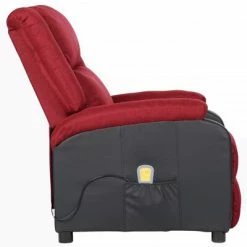 VidaXL Fauteuil de massage inclinable Bordeaux Similicuir et tissu 8 VidaXL Fauteuil de massage inclinable Bordeaux Similicuir et tissu -Fauteuils électriques Soldes image 3 329498