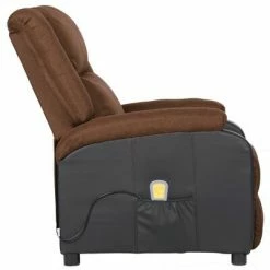 VidaXL Fauteuil de massage inclinable Marron Similicuir et tissu -Fauteuils électriques Soldes image 3 329499