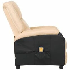 VidaXL Fauteuil de massage inclinable Crème Similicuir et tissu -Fauteuils électriques Soldes image 3 329504