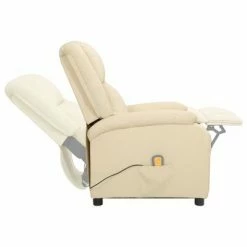 VidaXL Fauteuil de massage inclinable Crème Cuir véritable -Fauteuils électriques Soldes image 3 337053