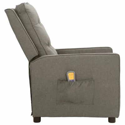 VidaXL Fauteuil de massage inclinable Gris clair Tissu 3 VidaXL Fauteuil de massage inclinable Gris clair Tissu – Image 3