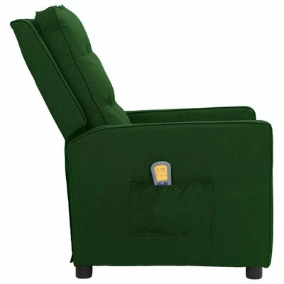 VidaXL Fauteuil de massage inclinable Vert foncé Tissu 3 VidaXL Fauteuil de massage inclinable Vert foncé Tissu – Image 3